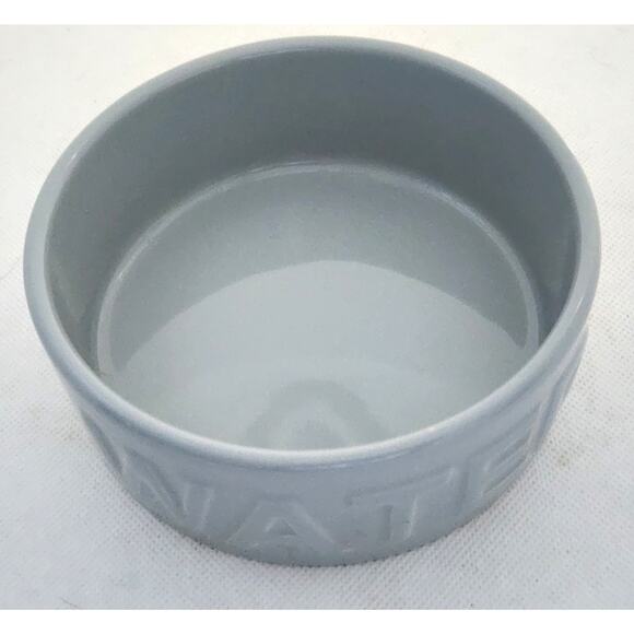 PET WATER DISH-PARK LIFE DESIGNS-Gray-Holds 1 Cup Fluid-Embossed "Water" - Picture 2 of 8